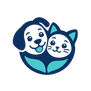 Playful dog and cat emblem